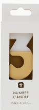 Load image into Gallery viewer, Gold and White number 3 candle