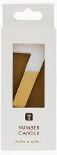 Load image into Gallery viewer, Gold and White number 7 candle
