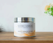 Load image into Gallery viewer, Sweet Ginger and Lime Scented Candle Tin