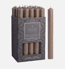 Load image into Gallery viewer, Mushroom Taupe 8 inch Rustic Baton Dinner Candles by Shearer Candles