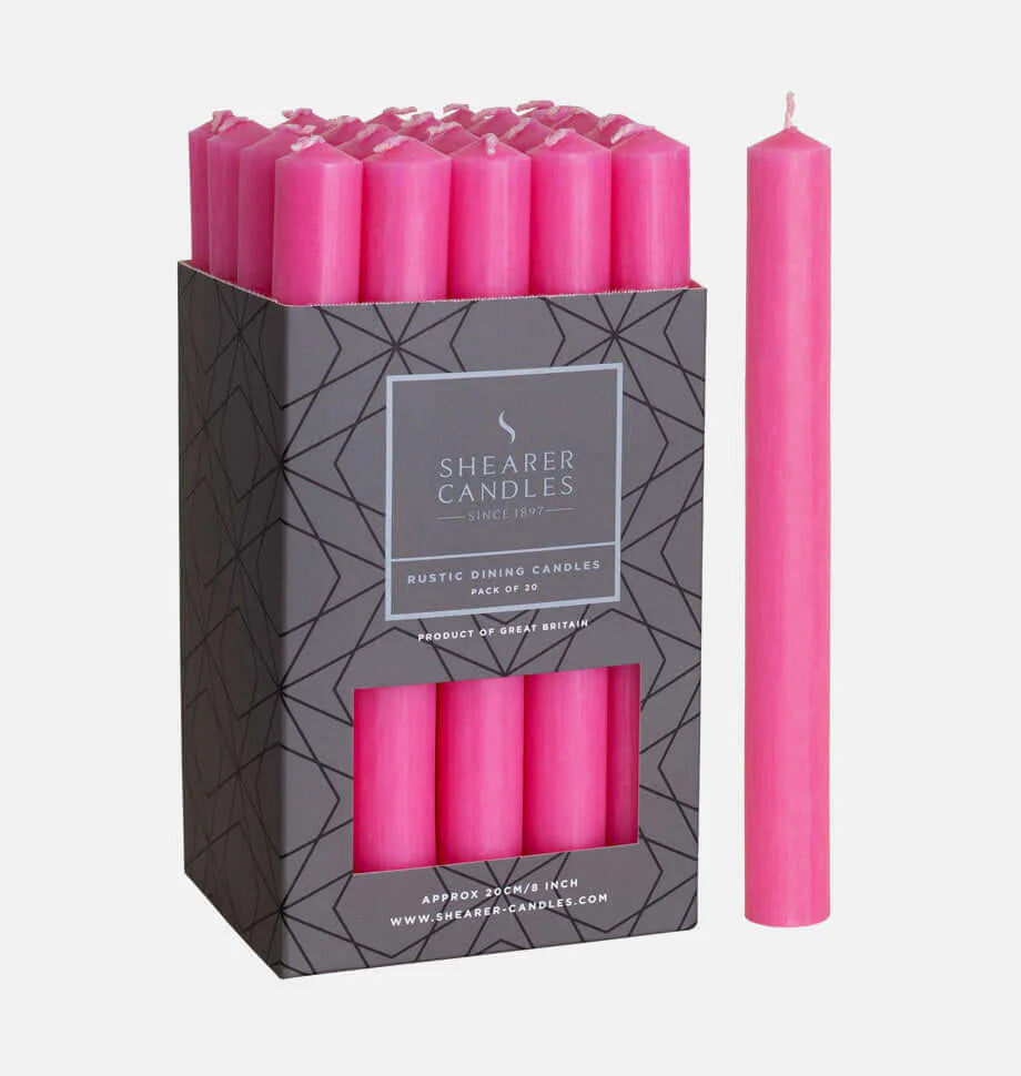 Deep Pink Rustic Baton Dinner Candle