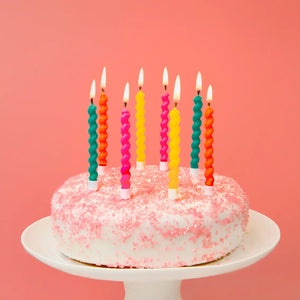 Twisted Bright Rainbow Birthday Candles - Pack of 8