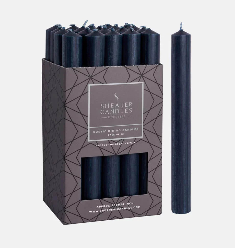 Navy Blue 8 inch Rustic Baton Dinner Candles by Shearer Candles