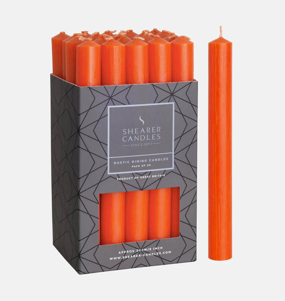 Sunset Orange Rustic Baton Dinner Candle