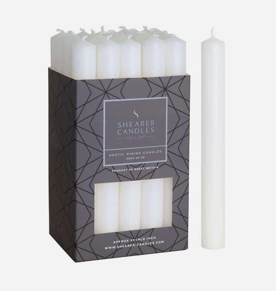 Pure White Rustic Baton Dinner Candle