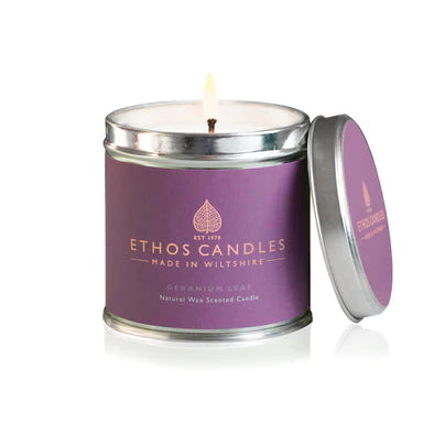 Ethos Geranium Leaf Scented Candle Tin