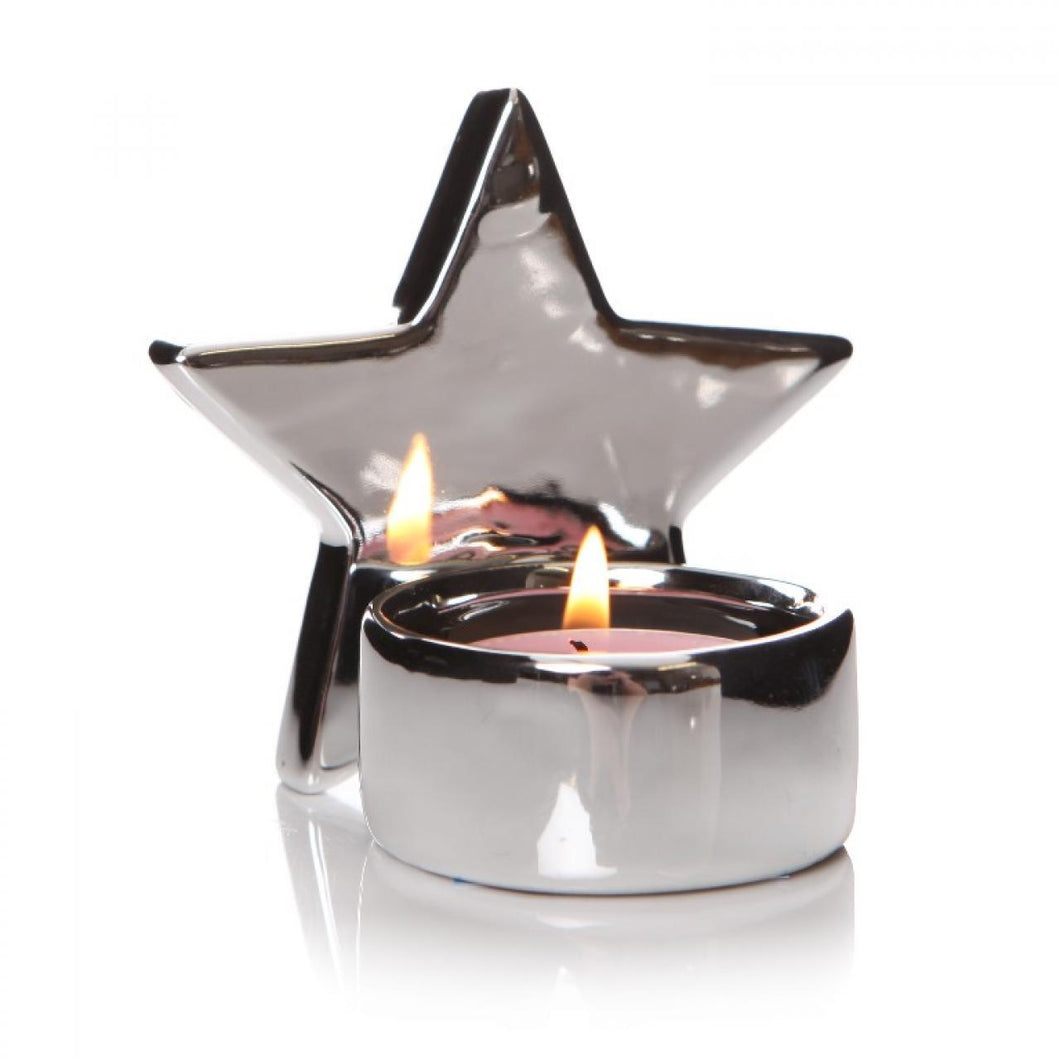 Silver Reflective Star Tealight Holder