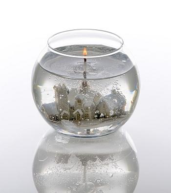 Snow Scene Fish Bowl Candle
