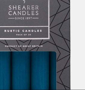 Teal Blue 8 inch Rustic Baton Dinner Candles by Shearer Candles