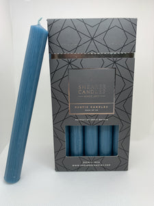 Teal Blue 8 inch Rustic Baton Dinner Candles by Shearer Candles