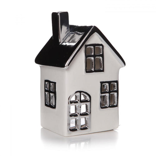 White Christmas House Tealight Holder 