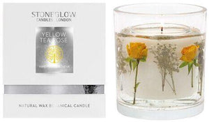 Nature's Gift Yellow Tea Rose Natural Wax Gel Candle Vase with Gift Box